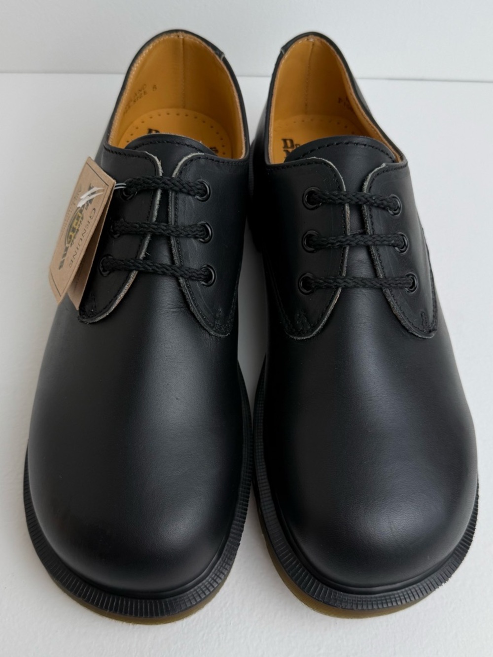 Vintage Dr. Martens England Black Greasy Leather Gibson Oxfords UK 8 - Picture 3 of 16